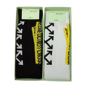 Great value! Off-white street hip hop men and women towel bottom sports tube socks off letter <gift boxed socks> AH