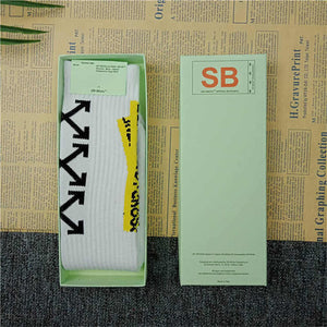 Great value! Off-white street hip hop men and women towel bottom sports tube socks off letter <gift boxed socks> AH
