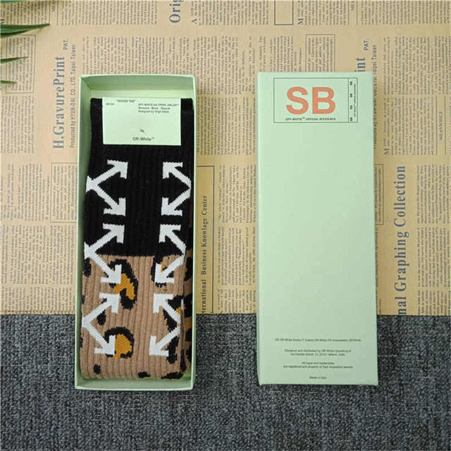 Great value! Off-white street hip hop men and women towel bottom sports tube socks off letter <gift boxed socks> AH