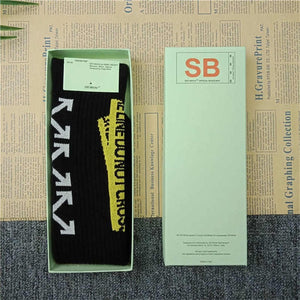 Great value! Off-white street hip hop men and women towel bottom sports tube socks off letter <gift boxed socks> AH