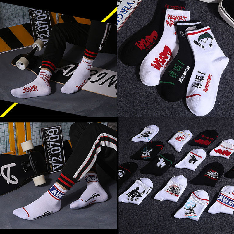 Creative Breathable Personality Unisex Sports Women Men Printed Harajuku style High Quality Hot Sale Cotton 1Pair Socks 2018 New