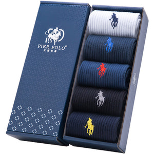 5Pairs/lot PIERPOLO Brand Men Socks Meias Male Winter Warm Socks Cotton Embroidery High Quality Mens Dress Socks For Gifts 2019